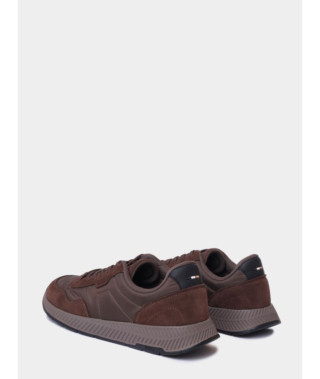 HUGO BOSS Коричневые замшевые низкие кроссовки / кеды, фото 5