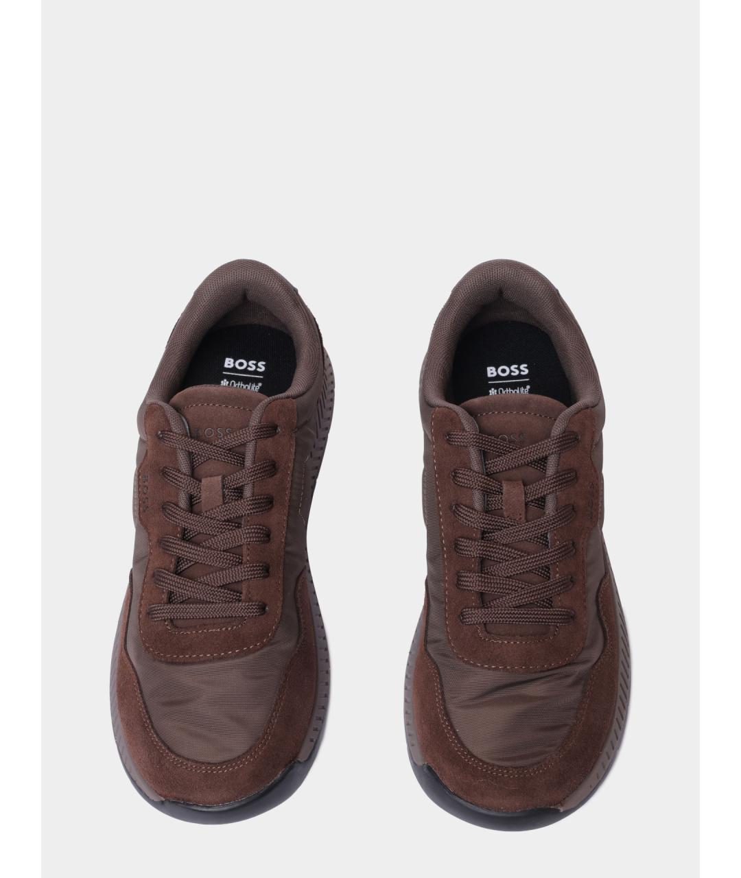 HUGO BOSS Коричневые замшевые низкие кроссовки / кеды, фото 3