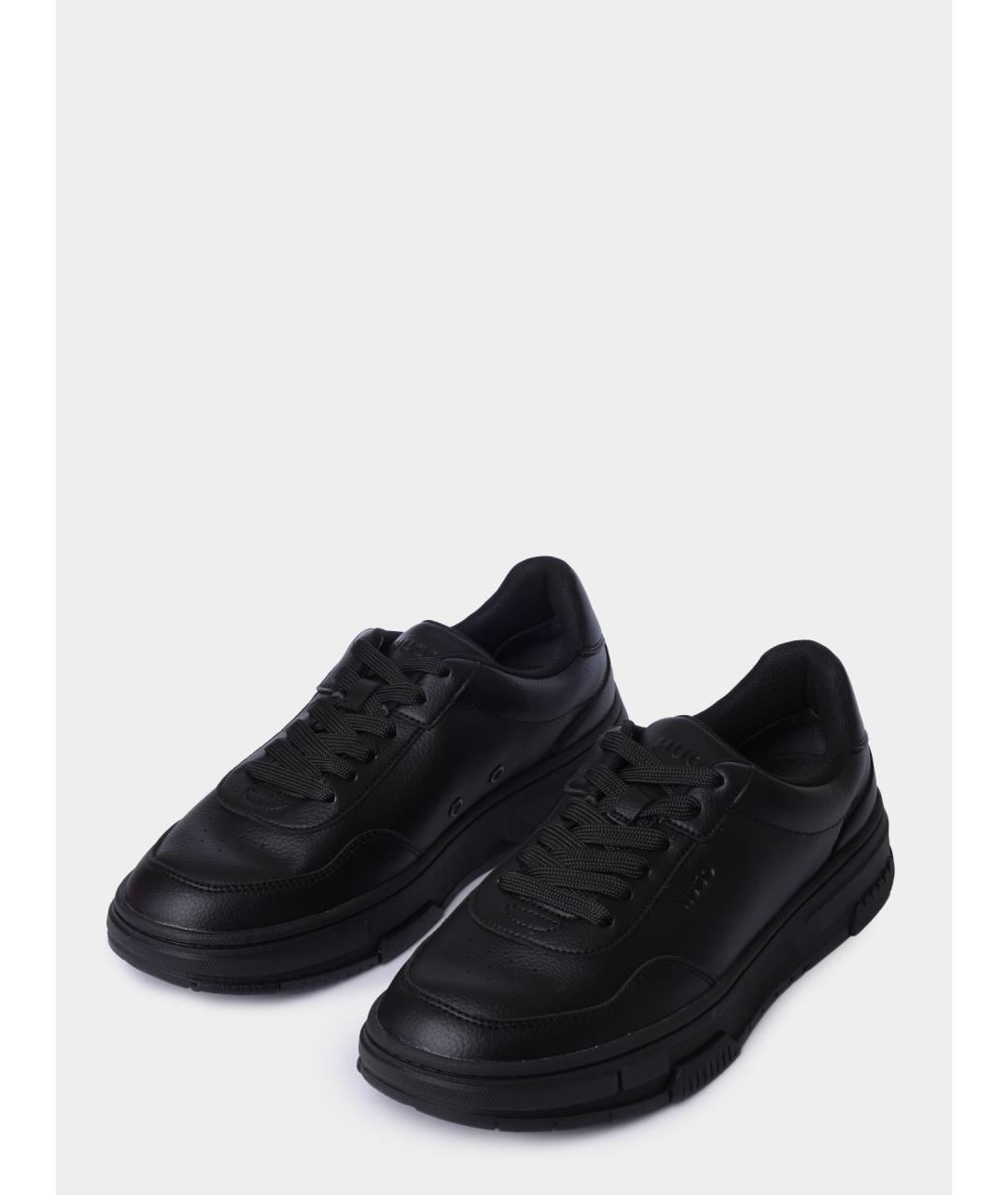 HUGO Черные низкие кроссовки / кеды из искусственной кожи, фото 2