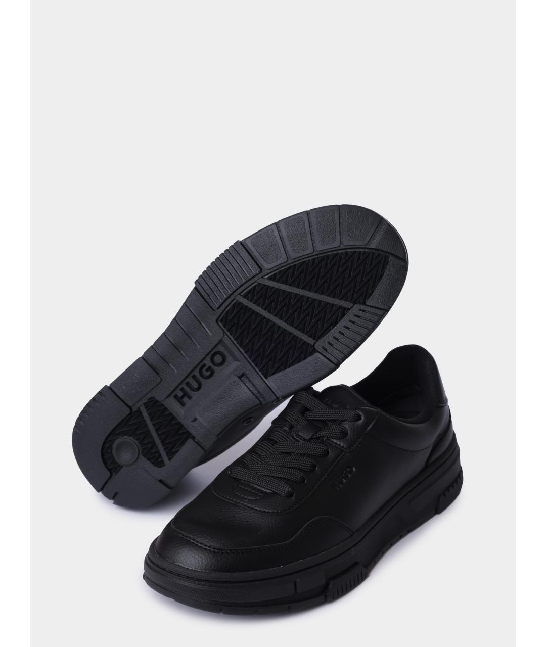 HUGO Черные низкие кроссовки / кеды из искусственной кожи, фото 4