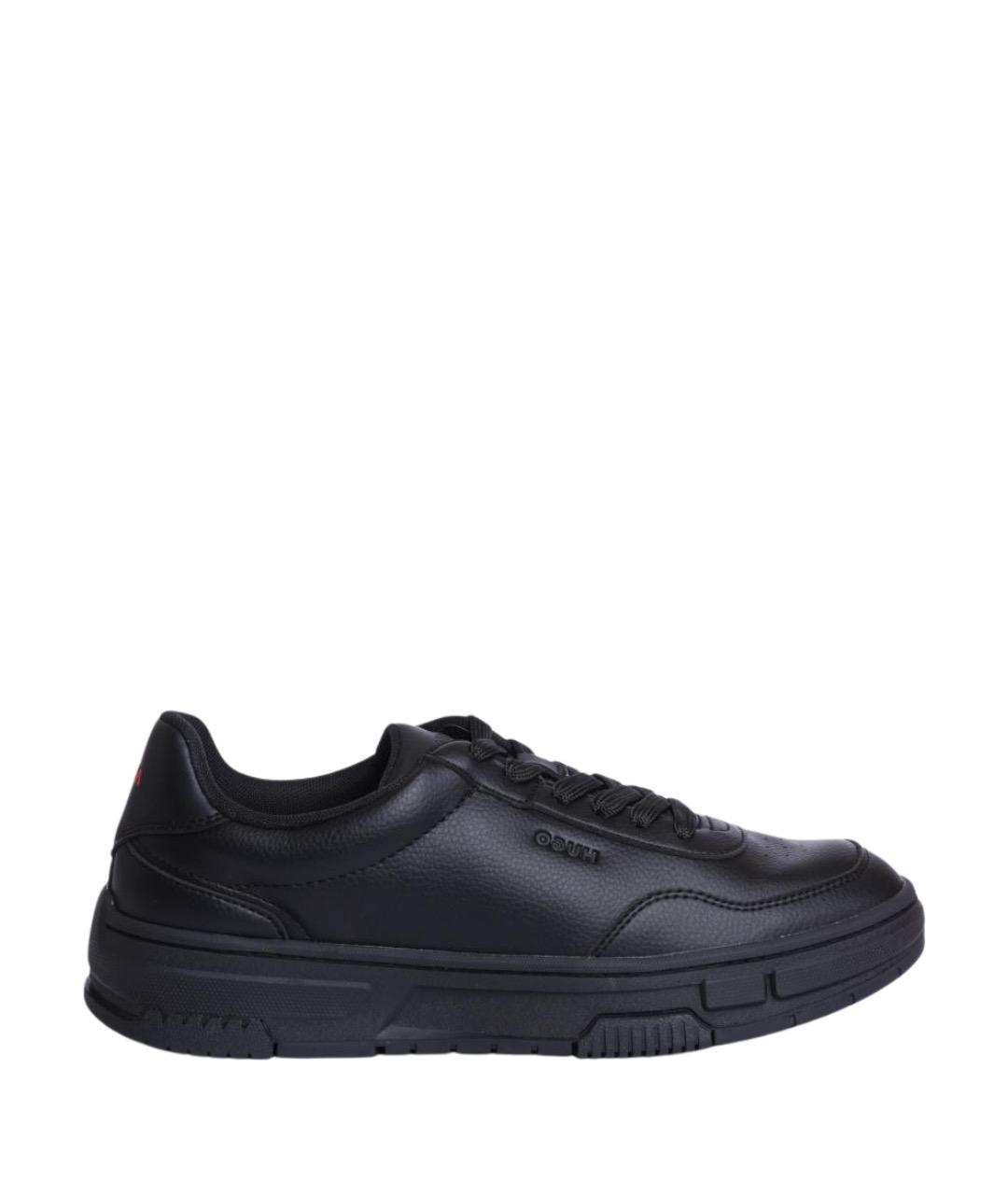 HUGO Черные низкие кроссовки / кеды из искусственной кожи, фото 1