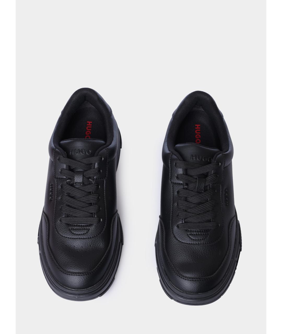 HUGO Черные низкие кроссовки / кеды из искусственной кожи, фото 3