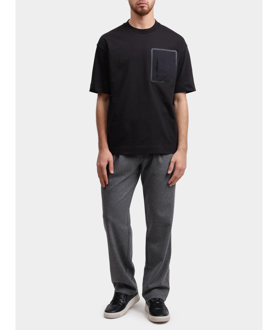 HERNO Черная хлопковая футболка, фото 2