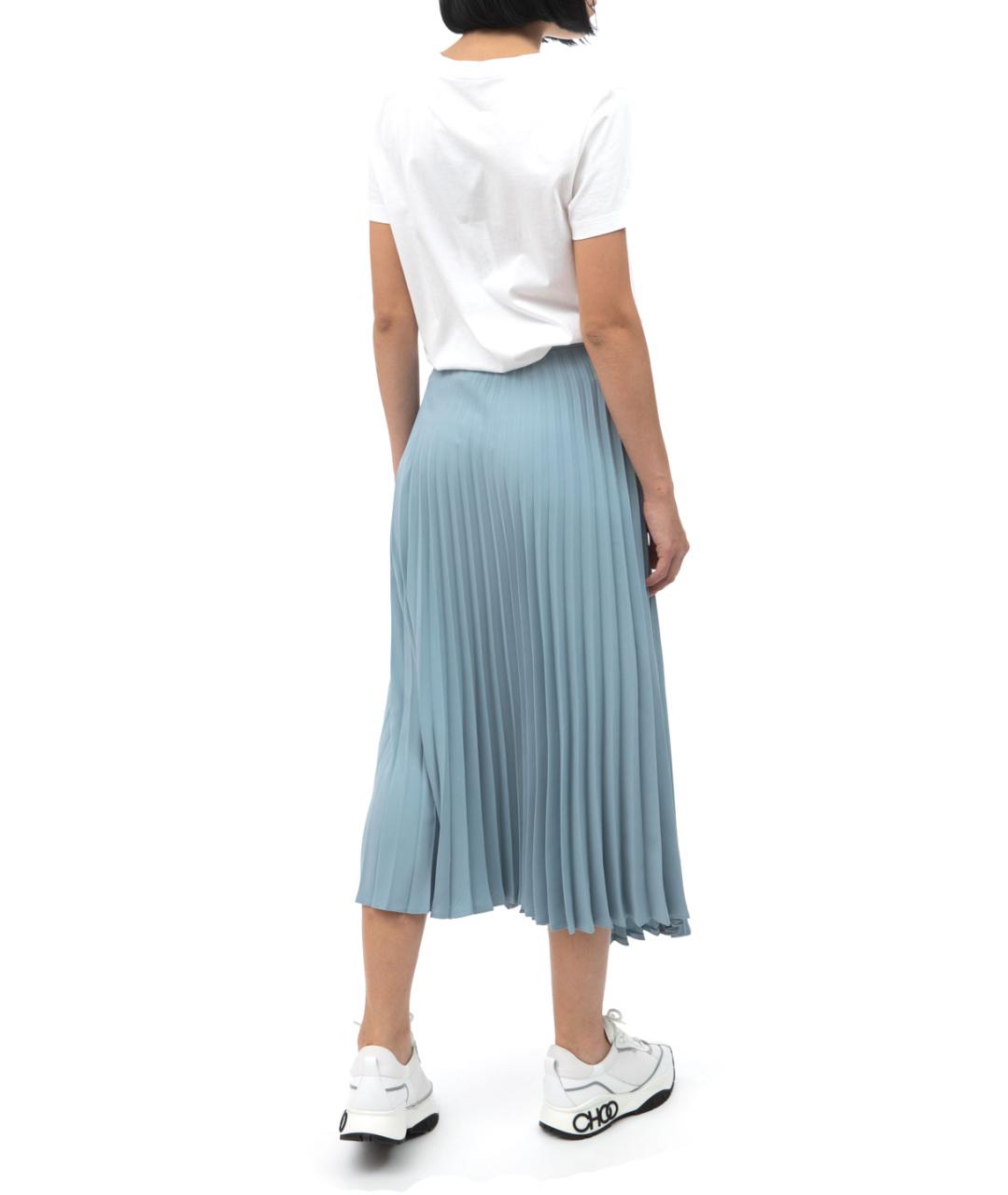 MM6 MAISON MARGIELA Голубая полиэстеровая юбка миди, фото 4
