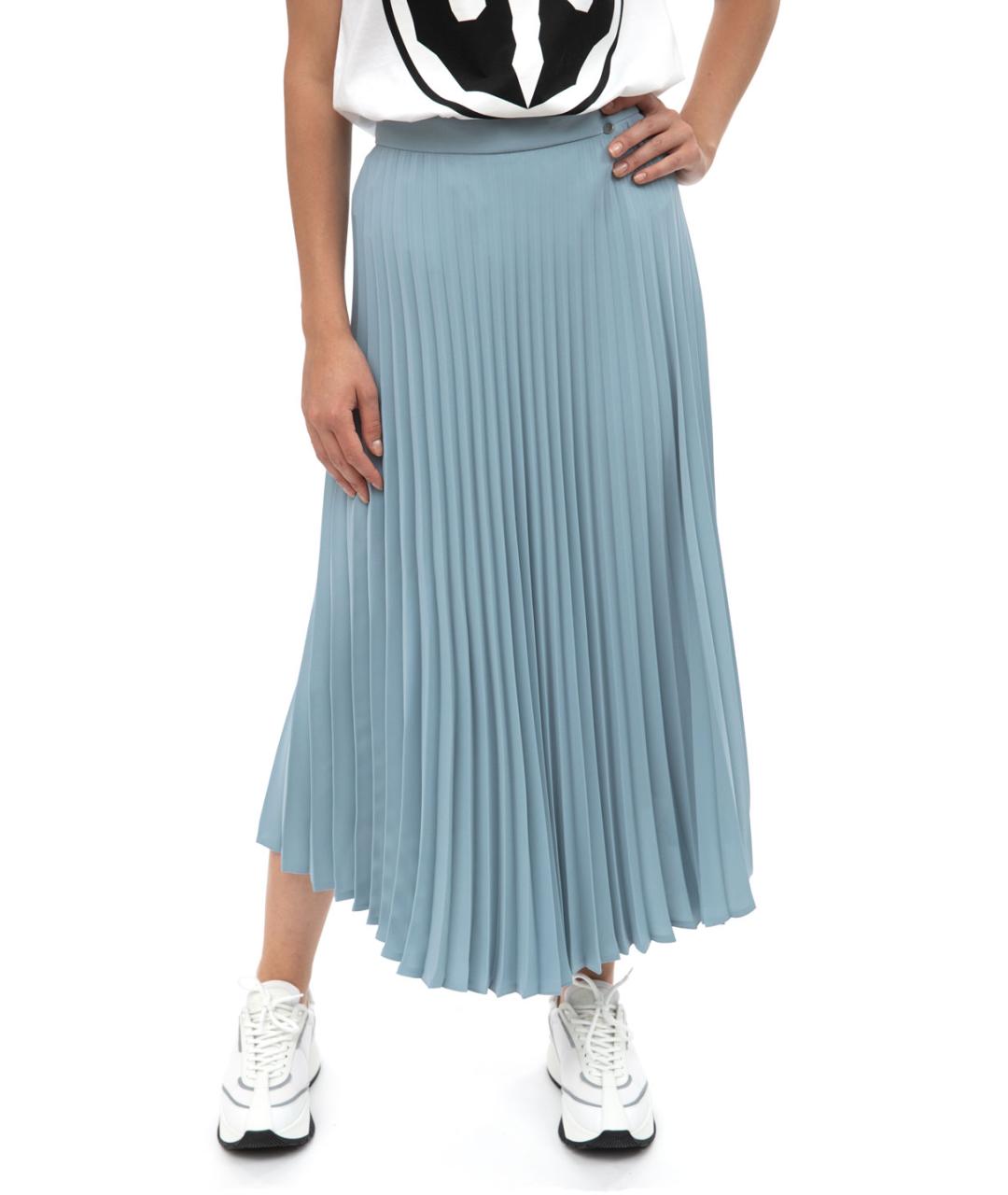 MM6 MAISON MARGIELA Голубая полиэстеровая юбка миди, фото 1