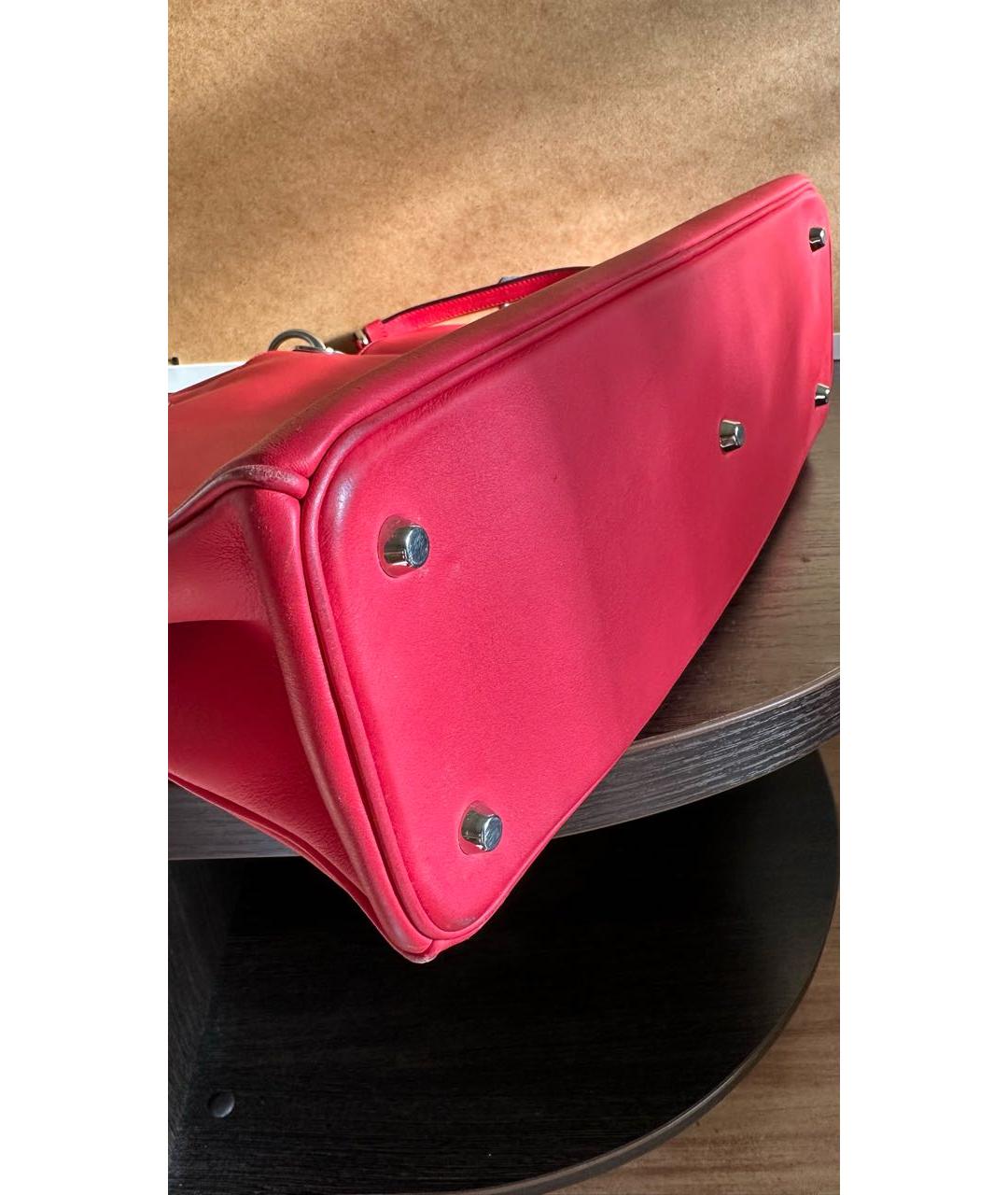 CHRISTIAN DIOR Красная кожаная сумка с короткими ручками, фото 4