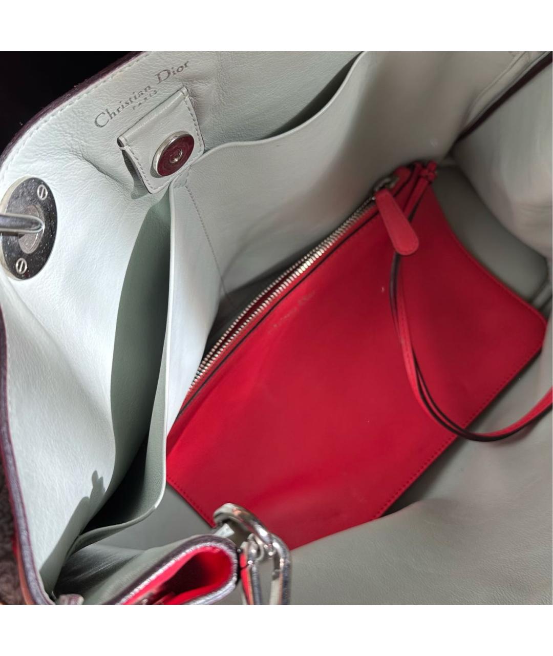 CHRISTIAN DIOR Красная кожаная сумка с короткими ручками, фото 6