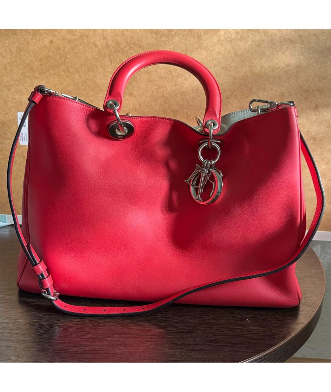 CHRISTIAN DIOR Красная кожаная сумка с короткими ручками, фото 2