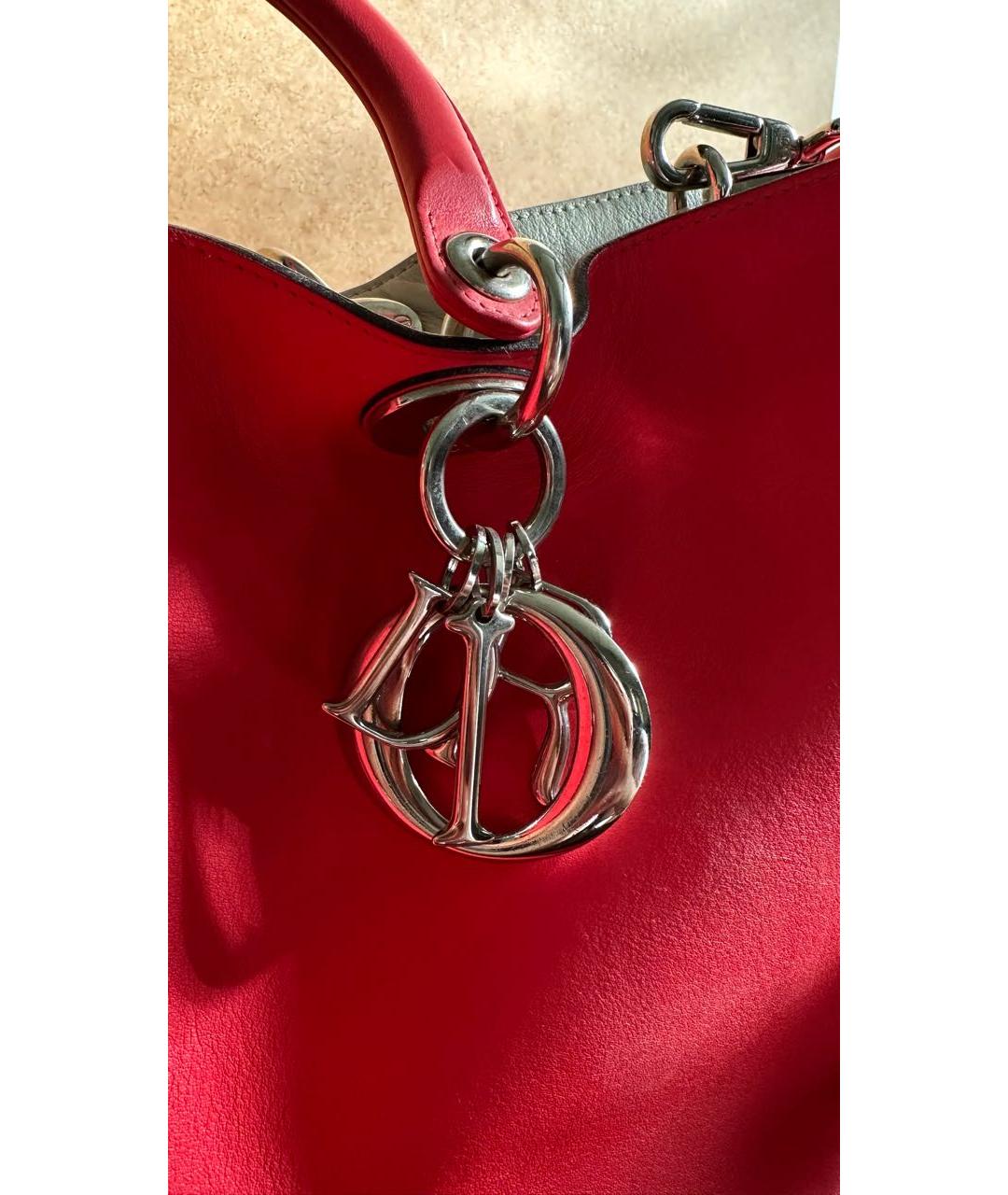 CHRISTIAN DIOR Красная кожаная сумка с короткими ручками, фото 5
