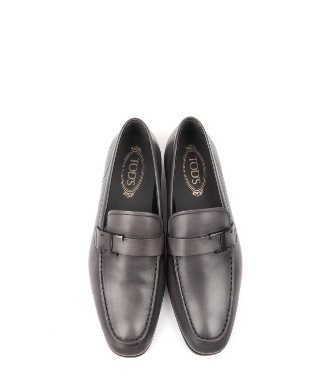 TOD'S Серые кожаные лоферы, фото 4