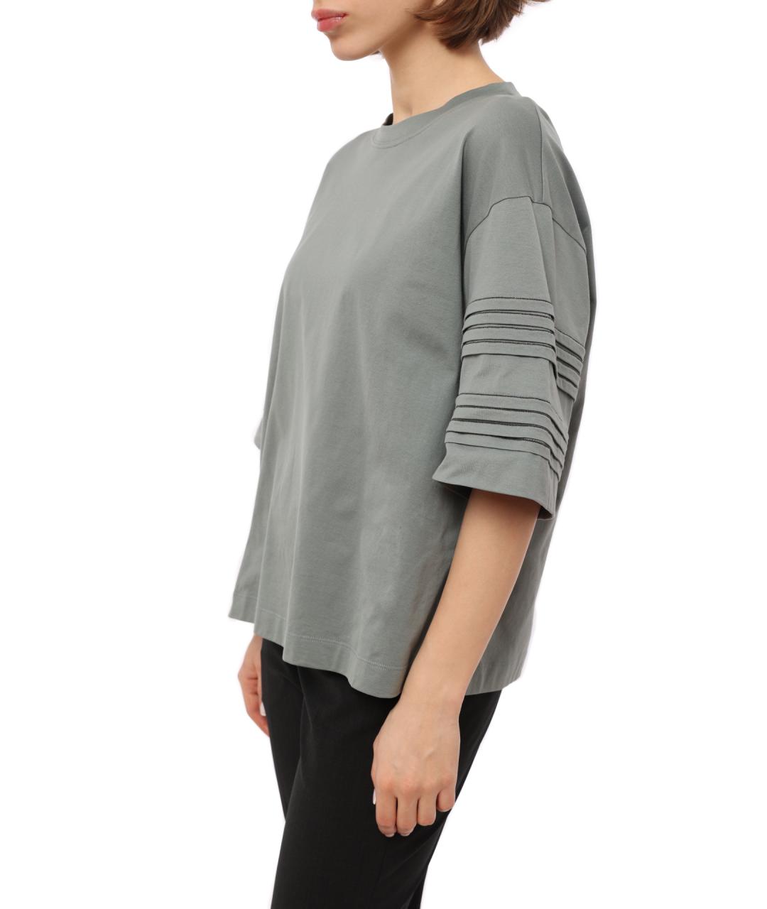 BRUNELLO CUCINELLI Серая хлопковая футболка, фото 4