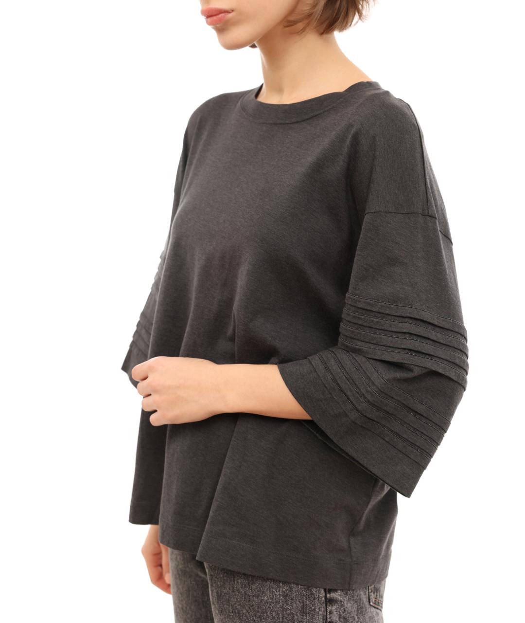 BRUNELLO CUCINELLI Серая хлопковая футболка, фото 7