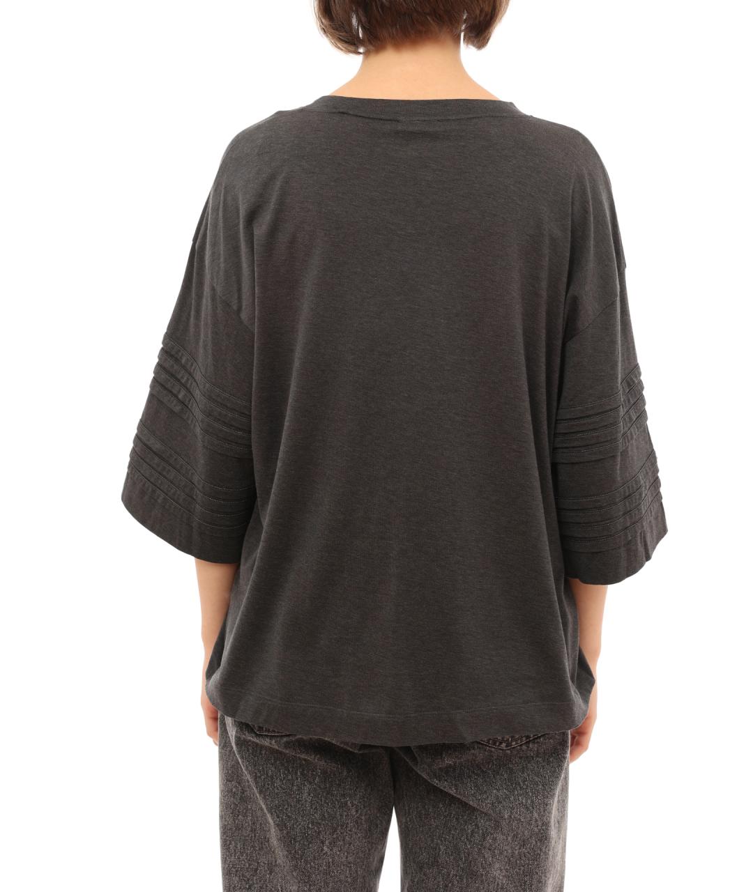 BRUNELLO CUCINELLI Серая хлопковая футболка, фото 9