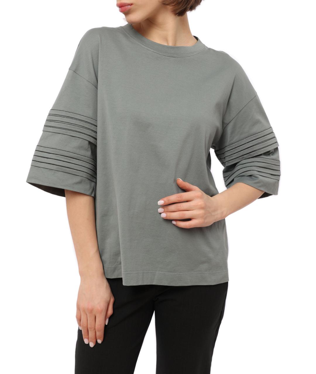 BRUNELLO CUCINELLI Серая хлопковая футболка, фото 3