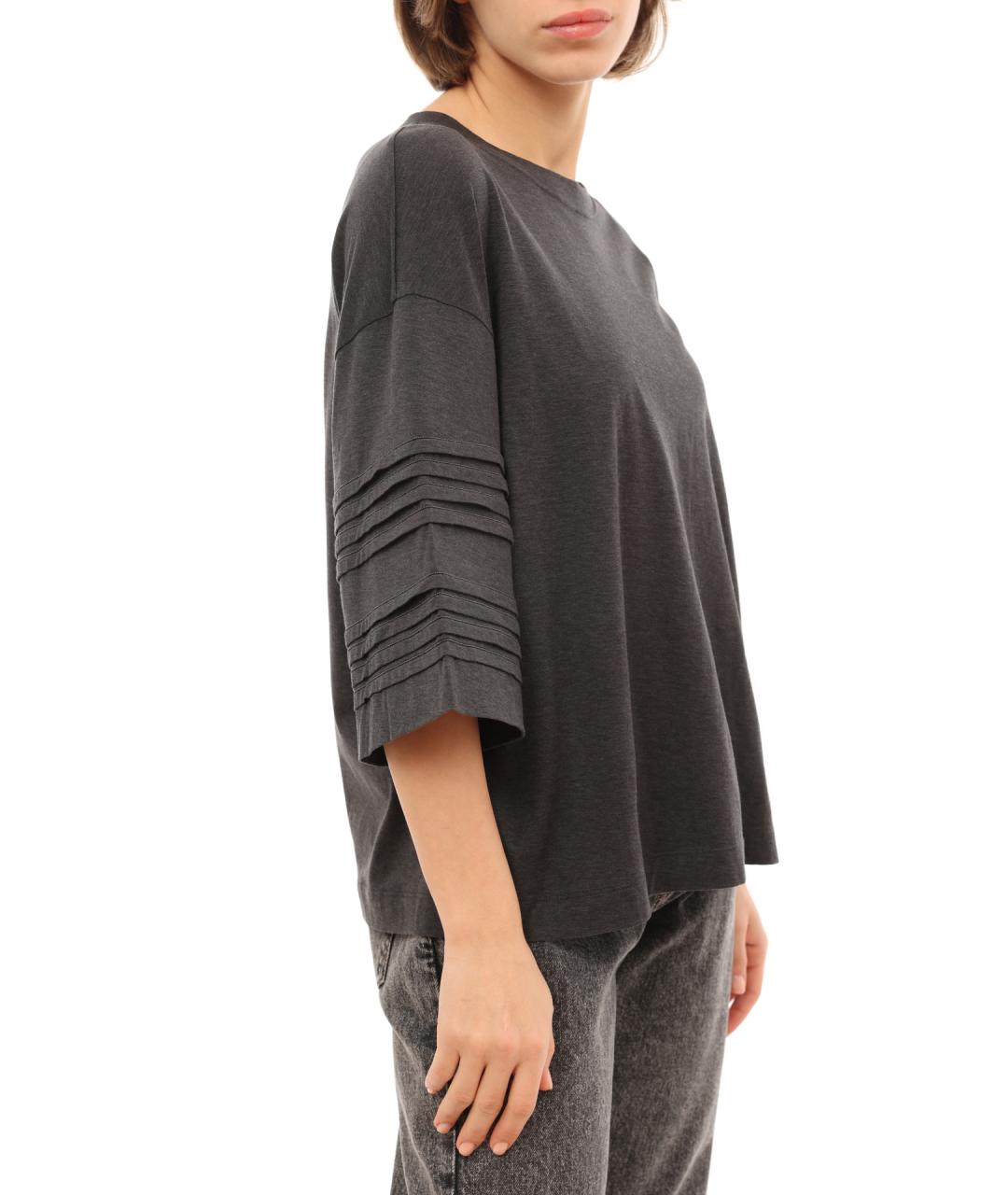 BRUNELLO CUCINELLI Серая хлопковая футболка, фото 8