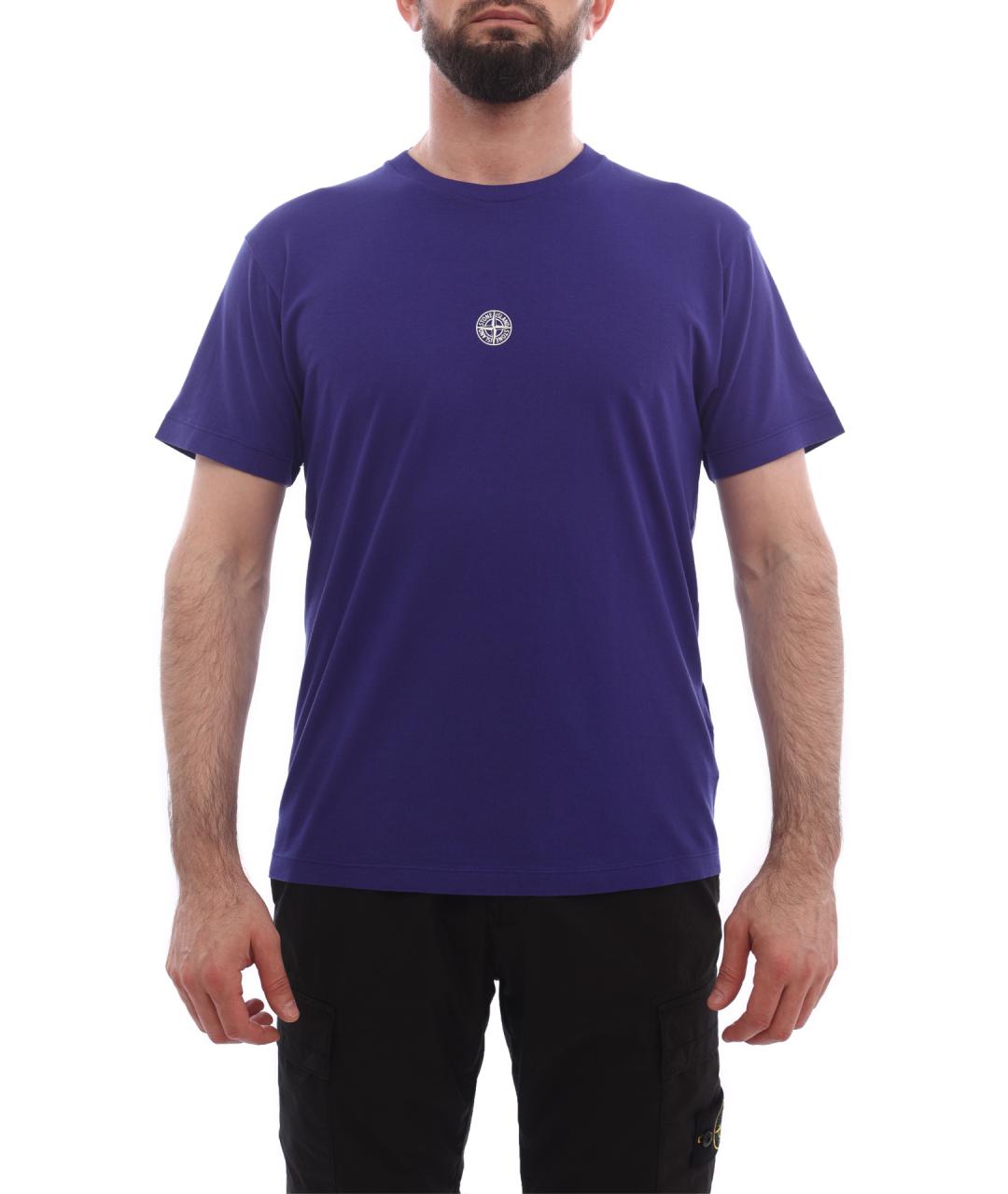 STONE ISLAND Фиолетовая хлопковая футболка, фото 1