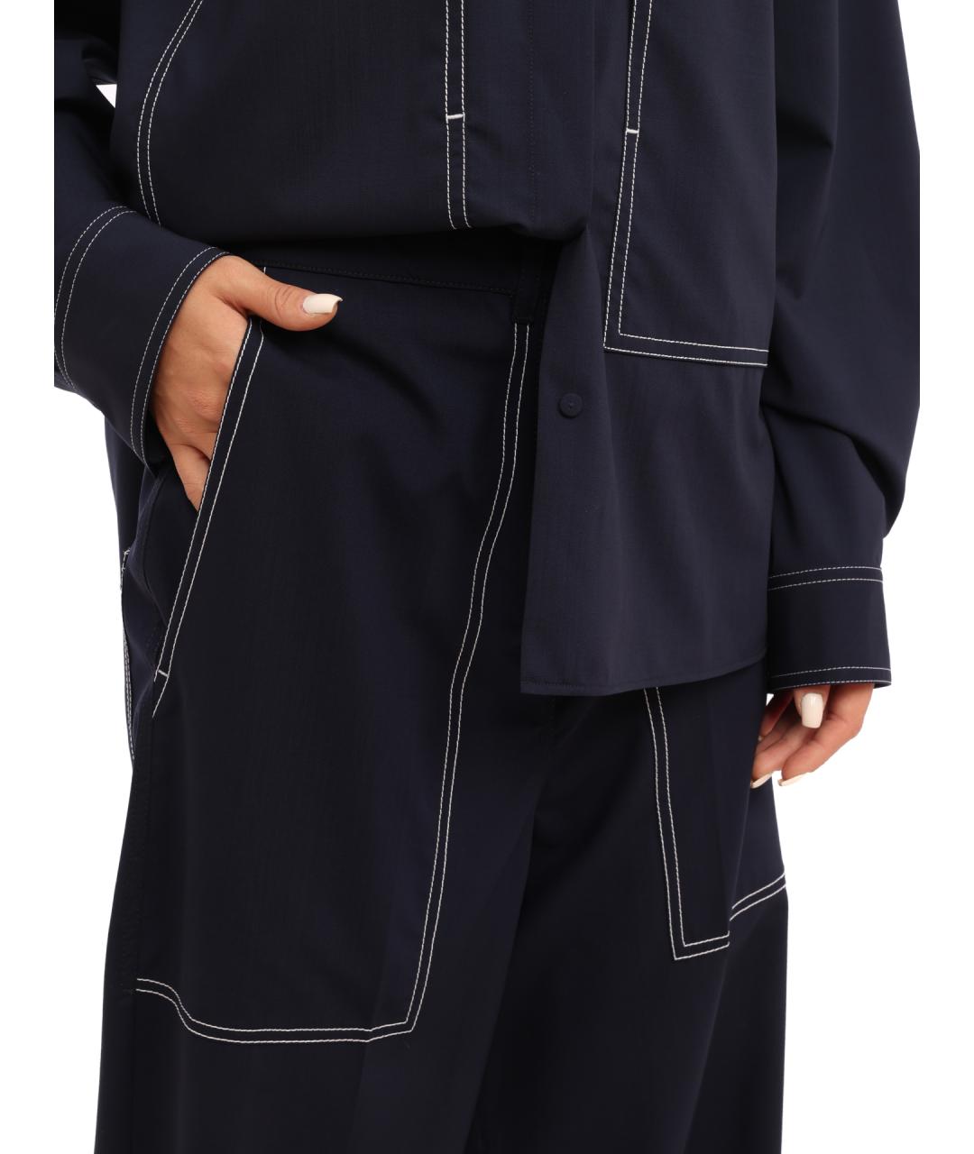 PORTS 1961 Синие хлопковые прямые брюки, фото 5