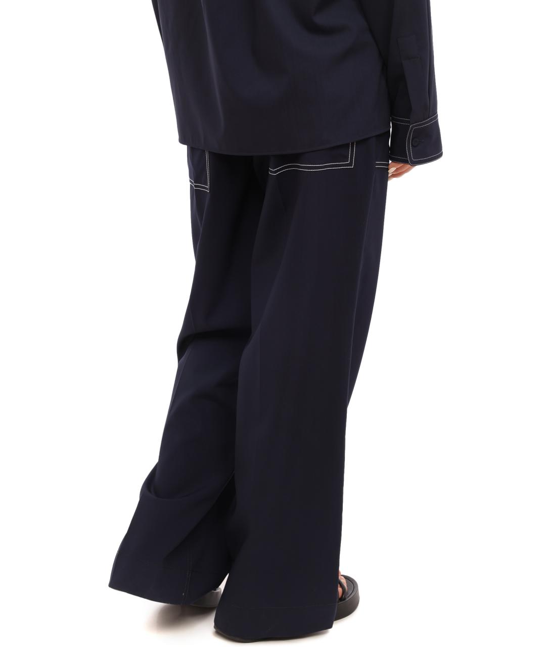 PORTS 1961 Синие хлопковые прямые брюки, фото 4