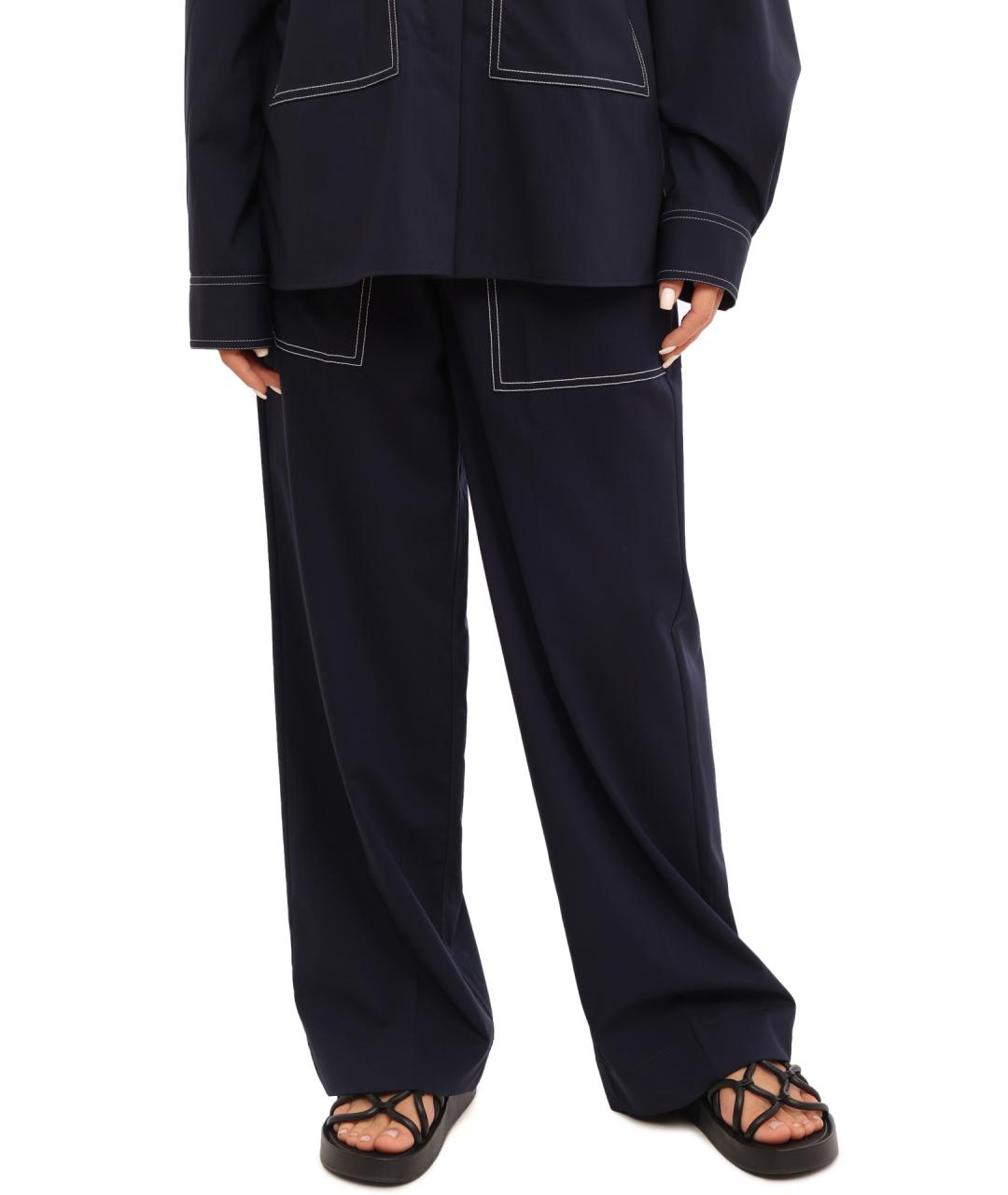 PORTS 1961 Синие хлопковые прямые брюки, фото 2