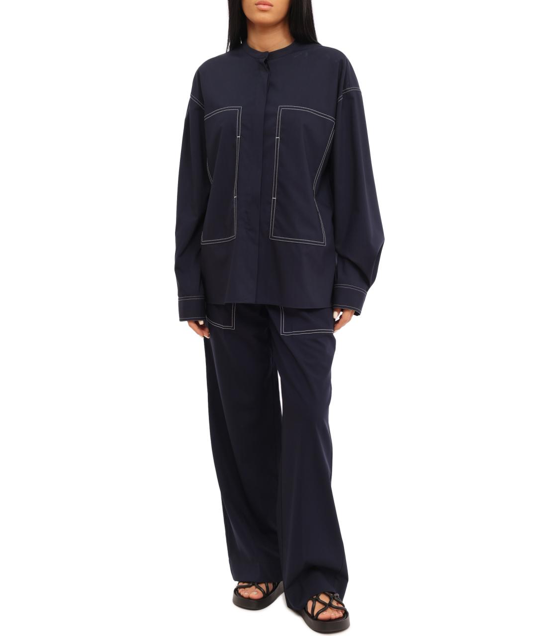 PORTS 1961 Синие хлопковые прямые брюки, фото 1