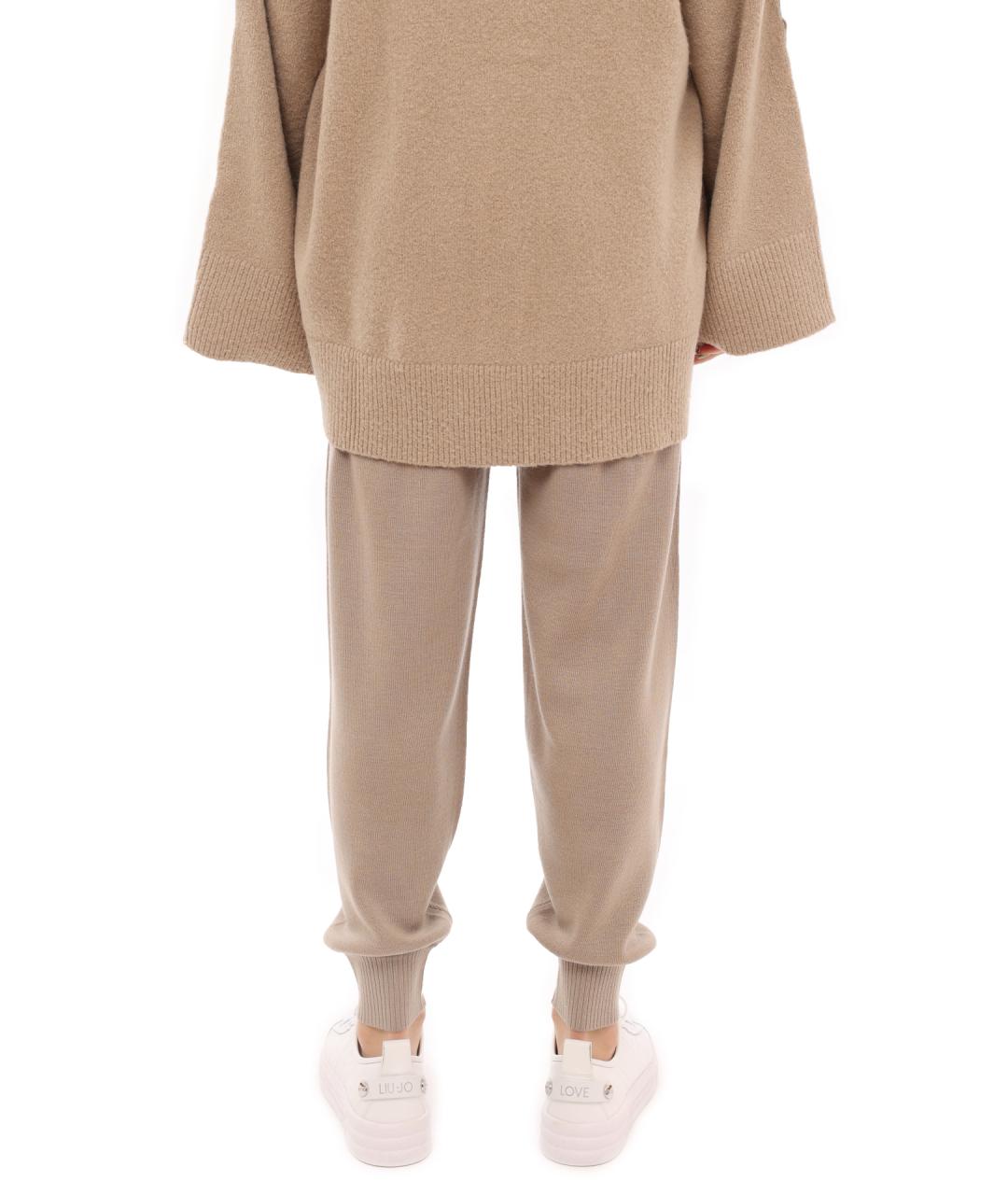 ARMANI EXCHANGE Бежевые шерстяные прямые брюки, фото 3