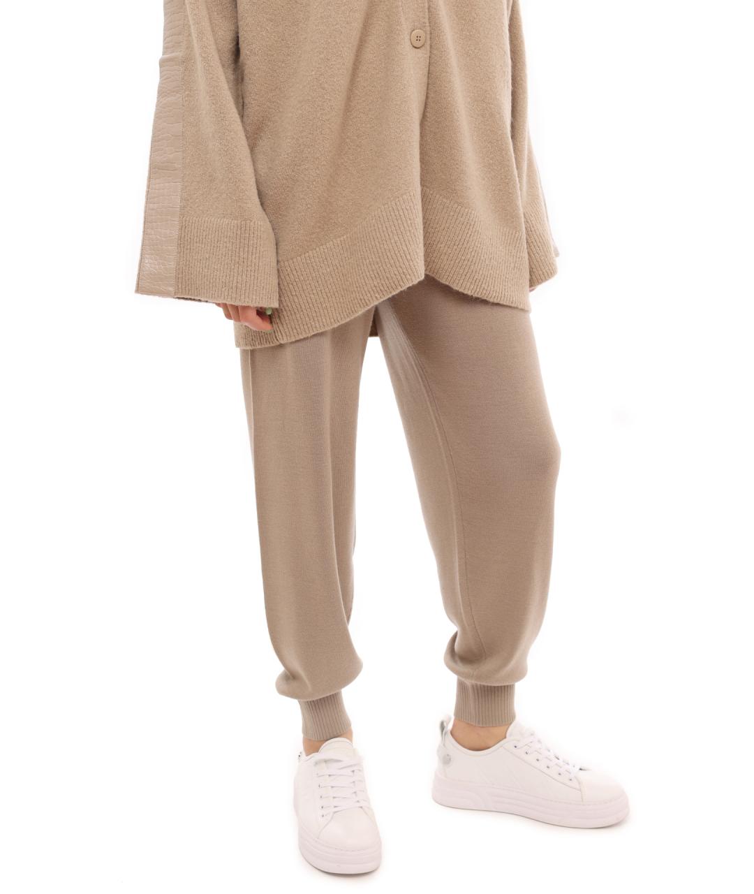 ARMANI EXCHANGE Бежевые шерстяные прямые брюки, фото 5