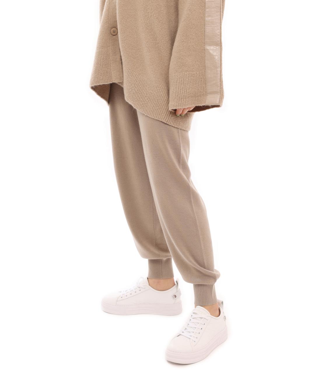 ARMANI EXCHANGE Бежевые шерстяные прямые брюки, фото 2