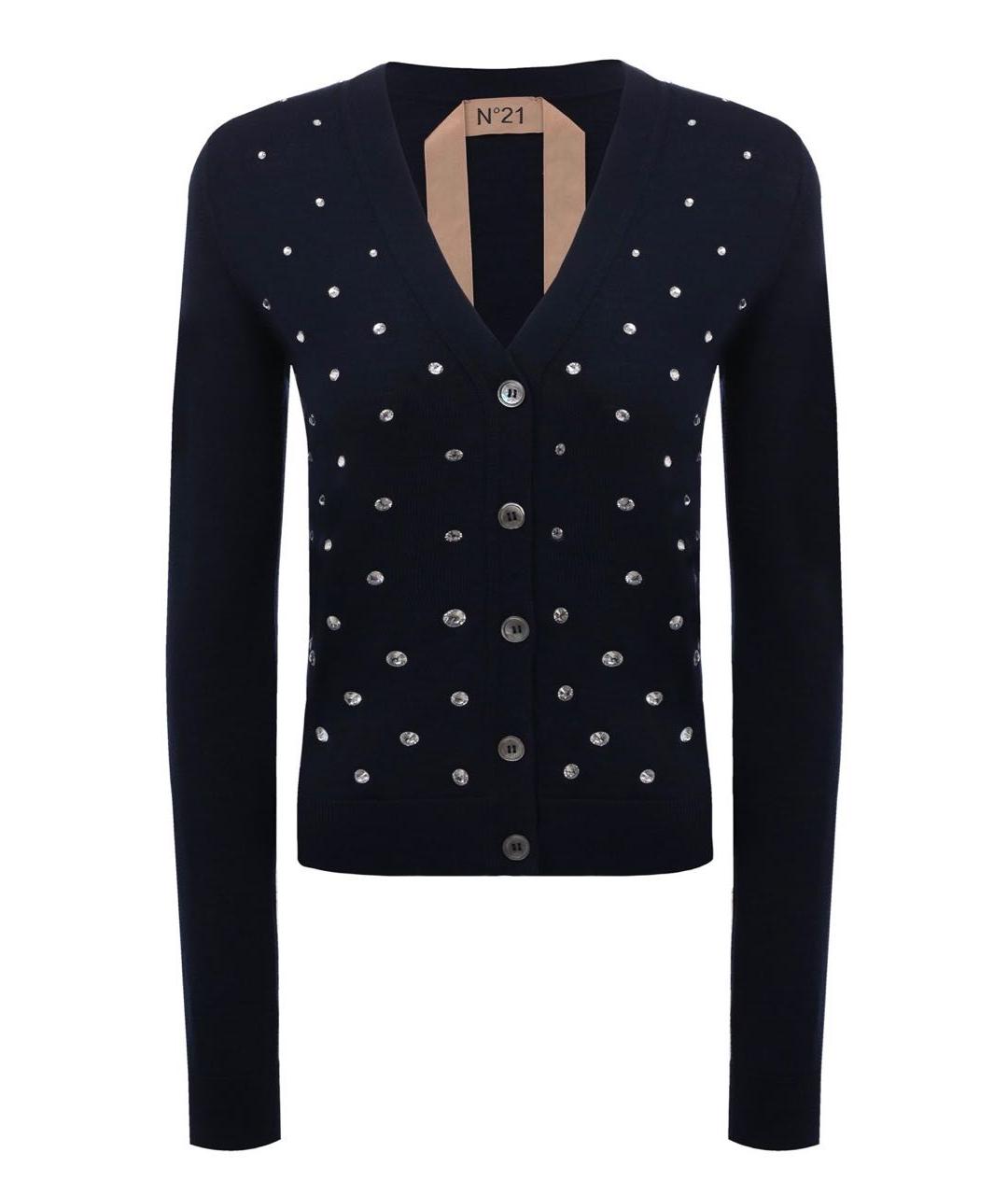 NO. 21 Темно-синий шерстяной кардиган, фото 1