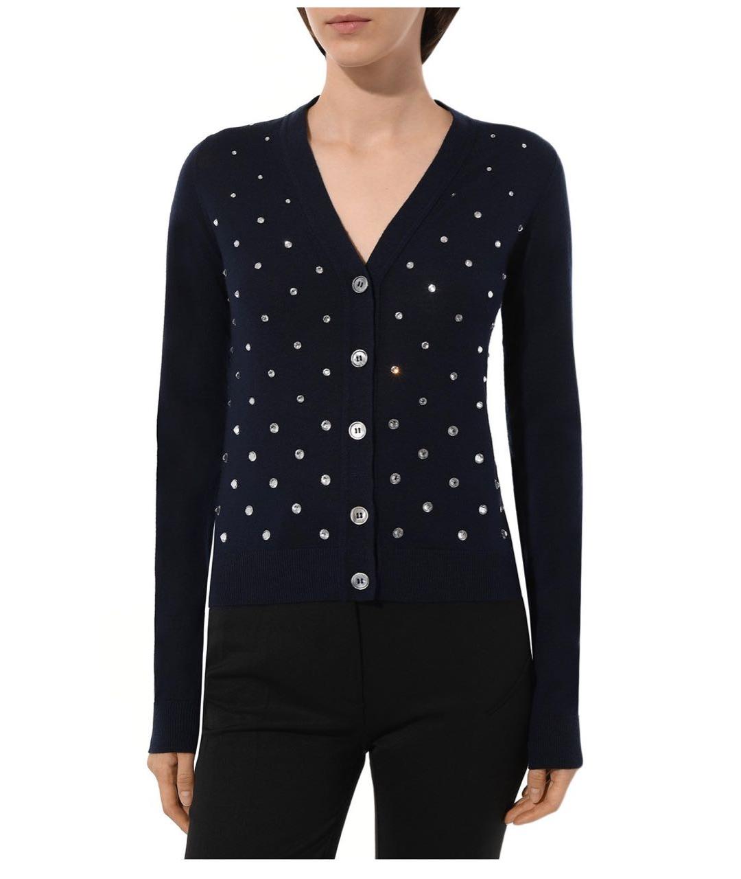 NO. 21 Темно-синий шерстяной кардиган, фото 4