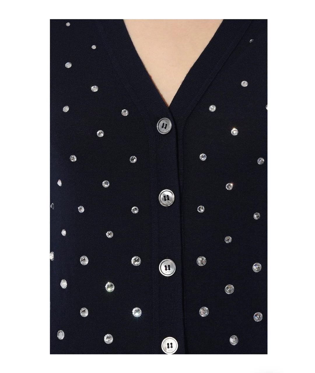 NO. 21 Темно-синий шерстяной кардиган, фото 3