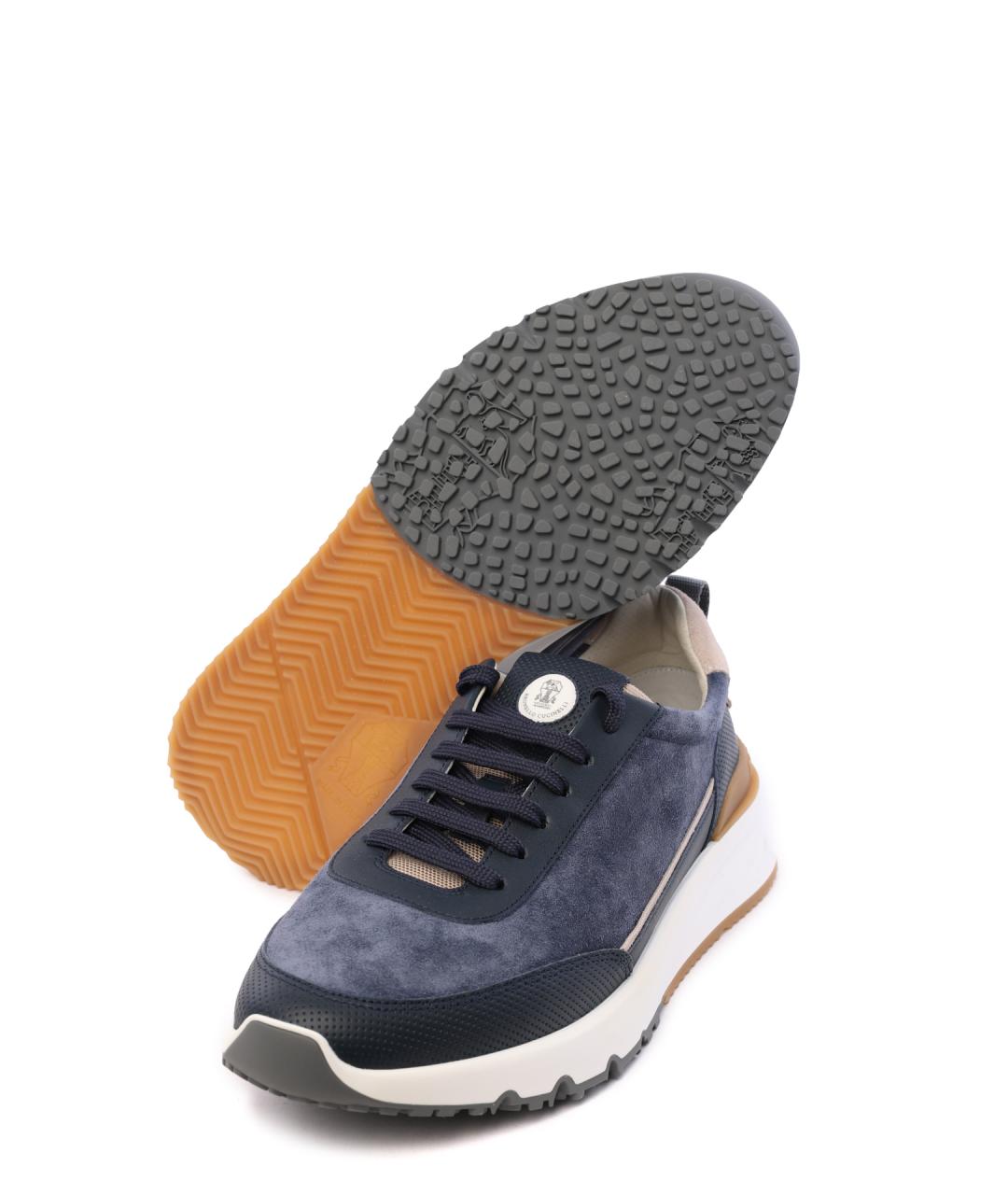 BRUNELLO CUCINELLI Синие низкие кроссовки / кеды, фото 4