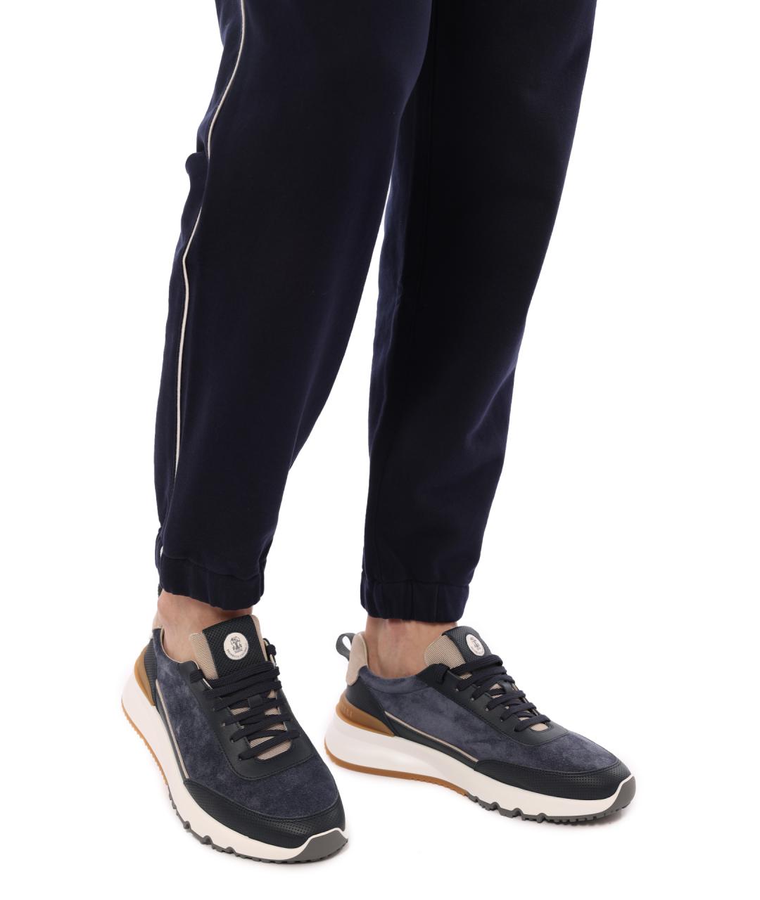 BRUNELLO CUCINELLI Синие низкие кроссовки / кеды, фото 8