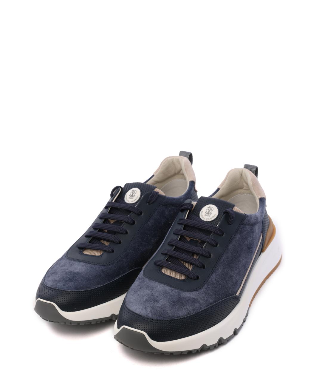 BRUNELLO CUCINELLI Синие низкие кроссовки / кеды, фото 2