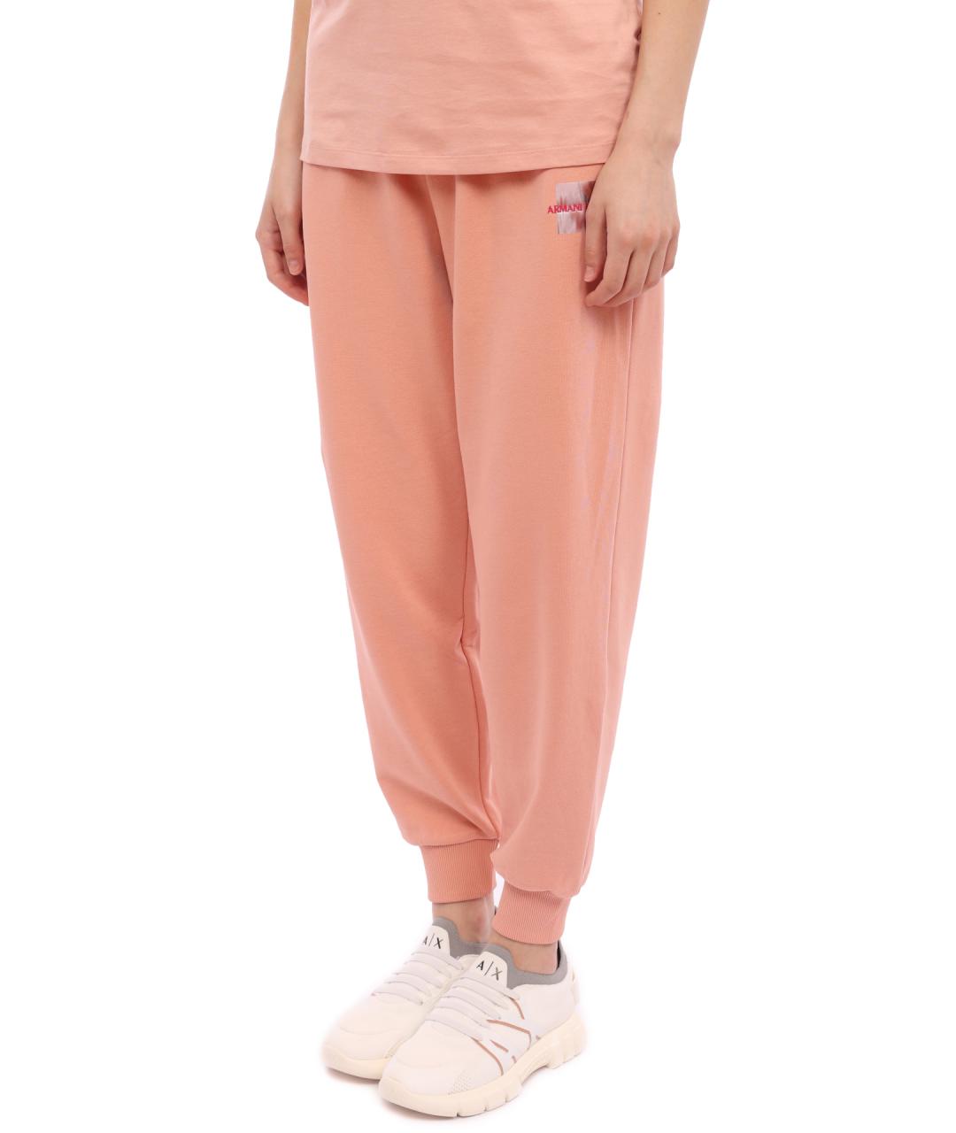 ARMANI EXCHANGE Розовые хлопковые прямые брюки, фото 4