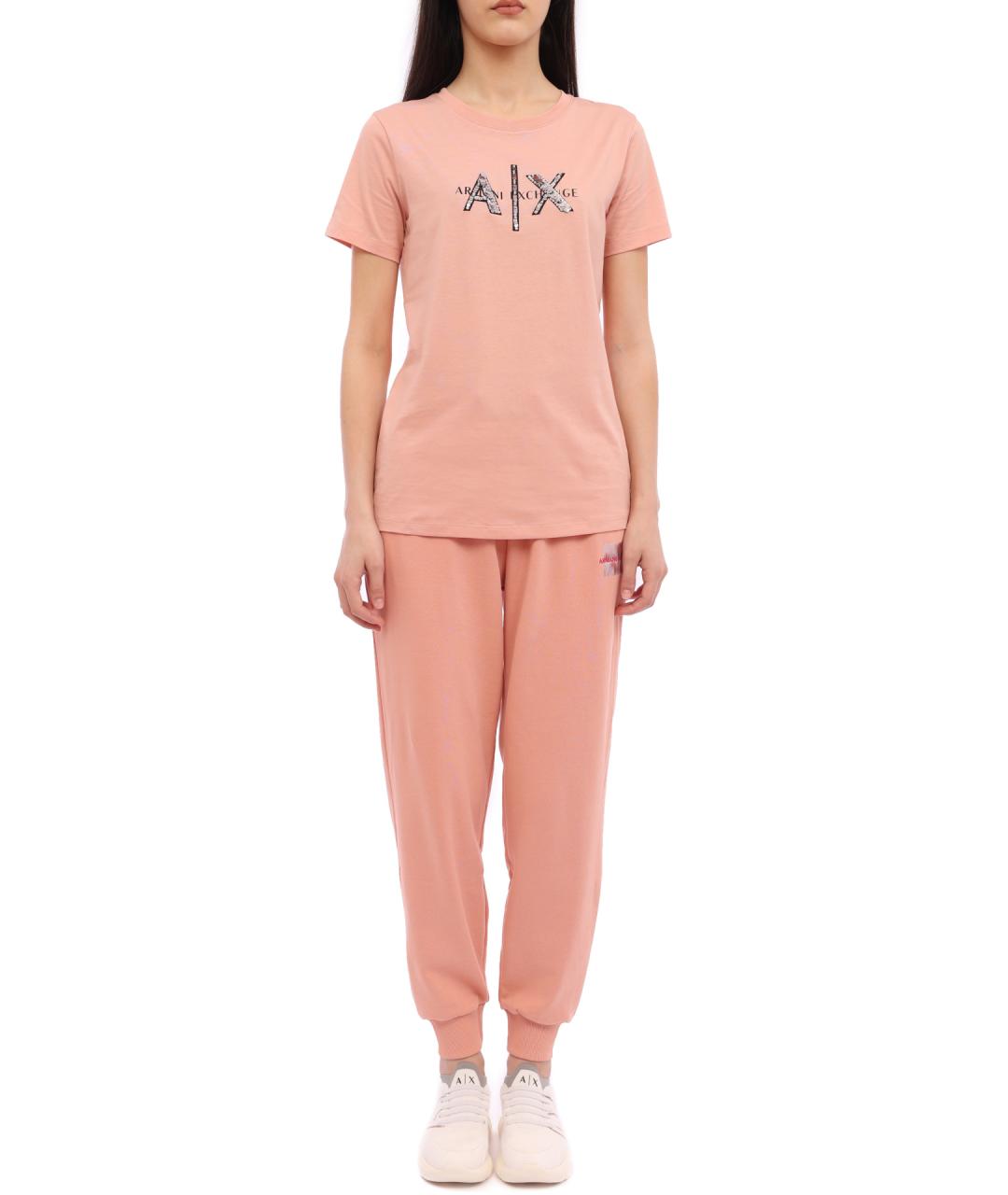 ARMANI EXCHANGE Розовые хлопковые прямые брюки, фото 2