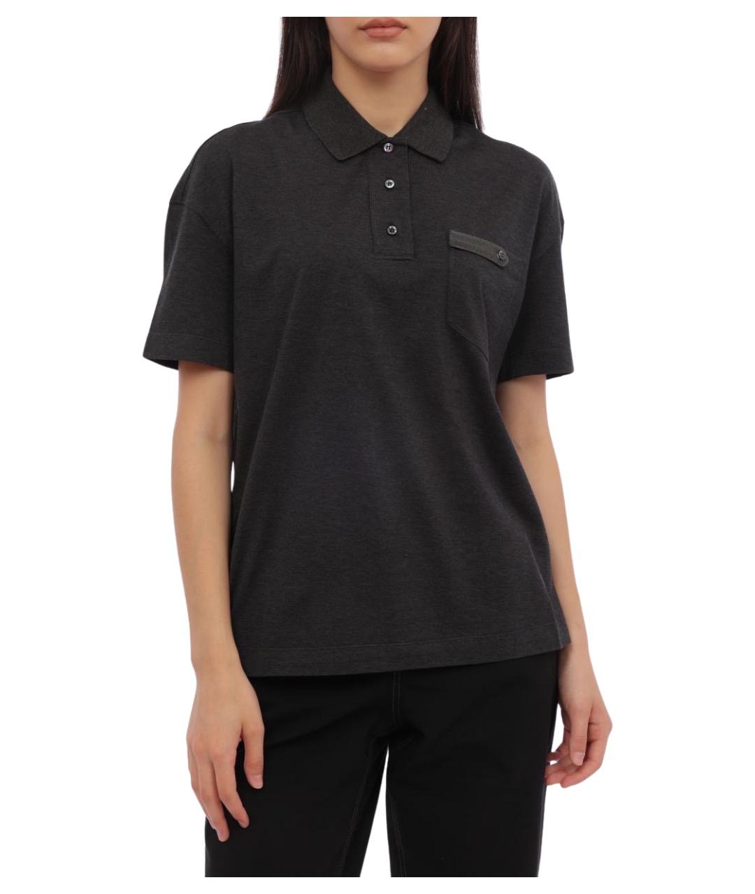 BRUNELLO CUCINELLI Серая хлопковая футболка, фото 1