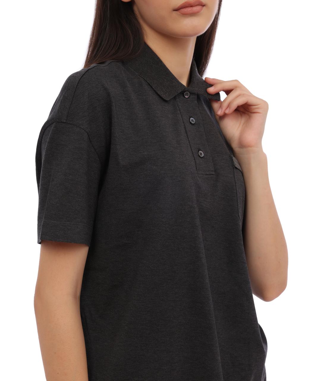 BRUNELLO CUCINELLI Серая хлопковая футболка, фото 4