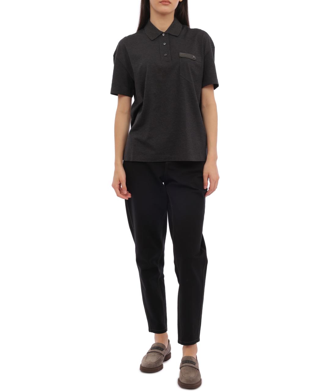 BRUNELLO CUCINELLI Серая хлопковая футболка, фото 2