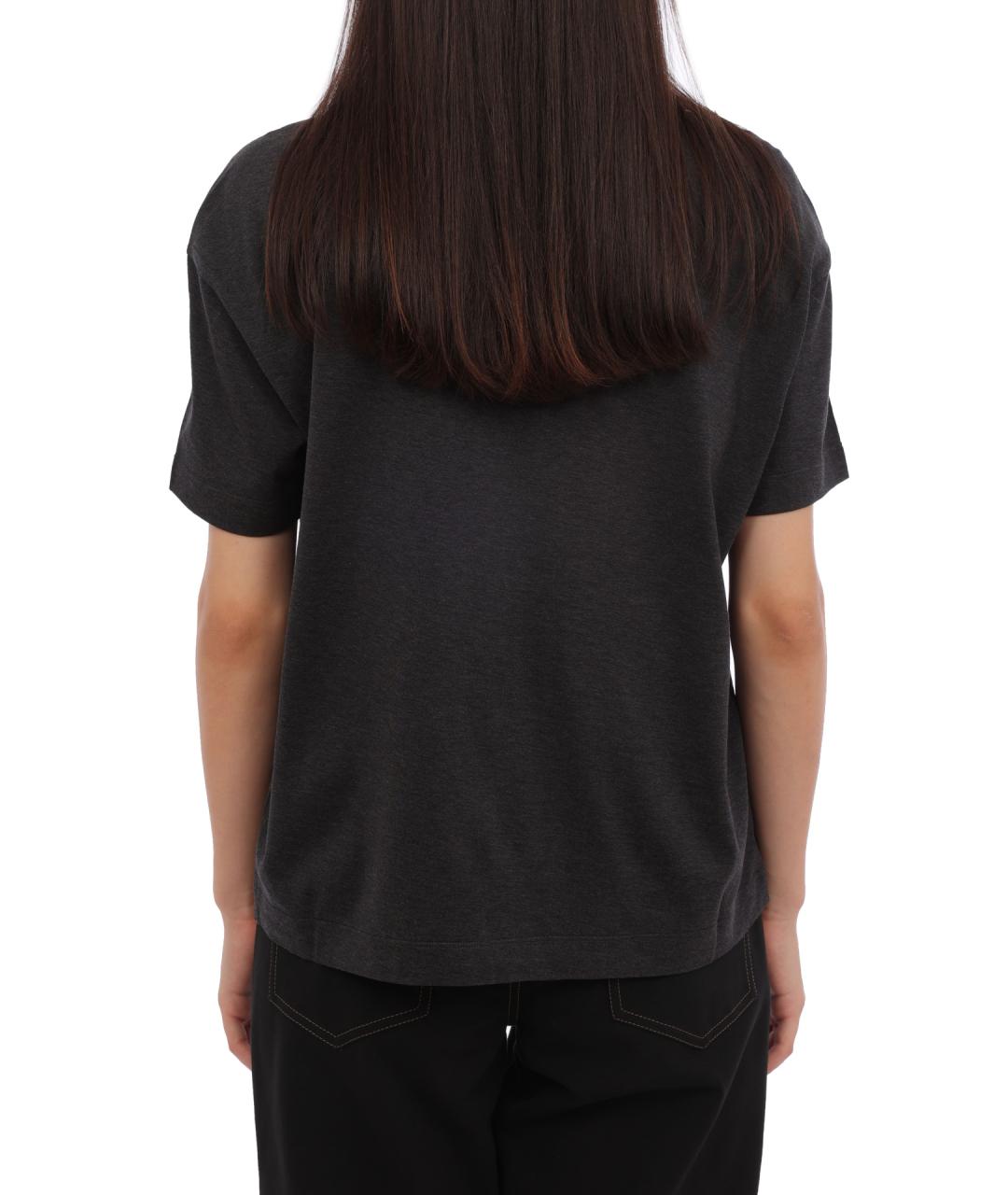 BRUNELLO CUCINELLI Серая хлопковая футболка, фото 5