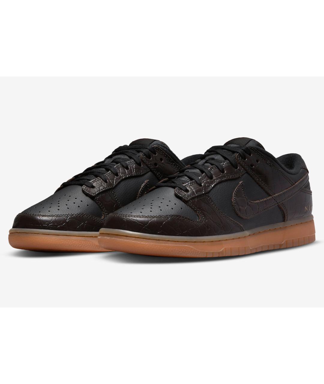 NIKE Коричневые низкие кроссовки / кеды из лакированной кожи, фото 2