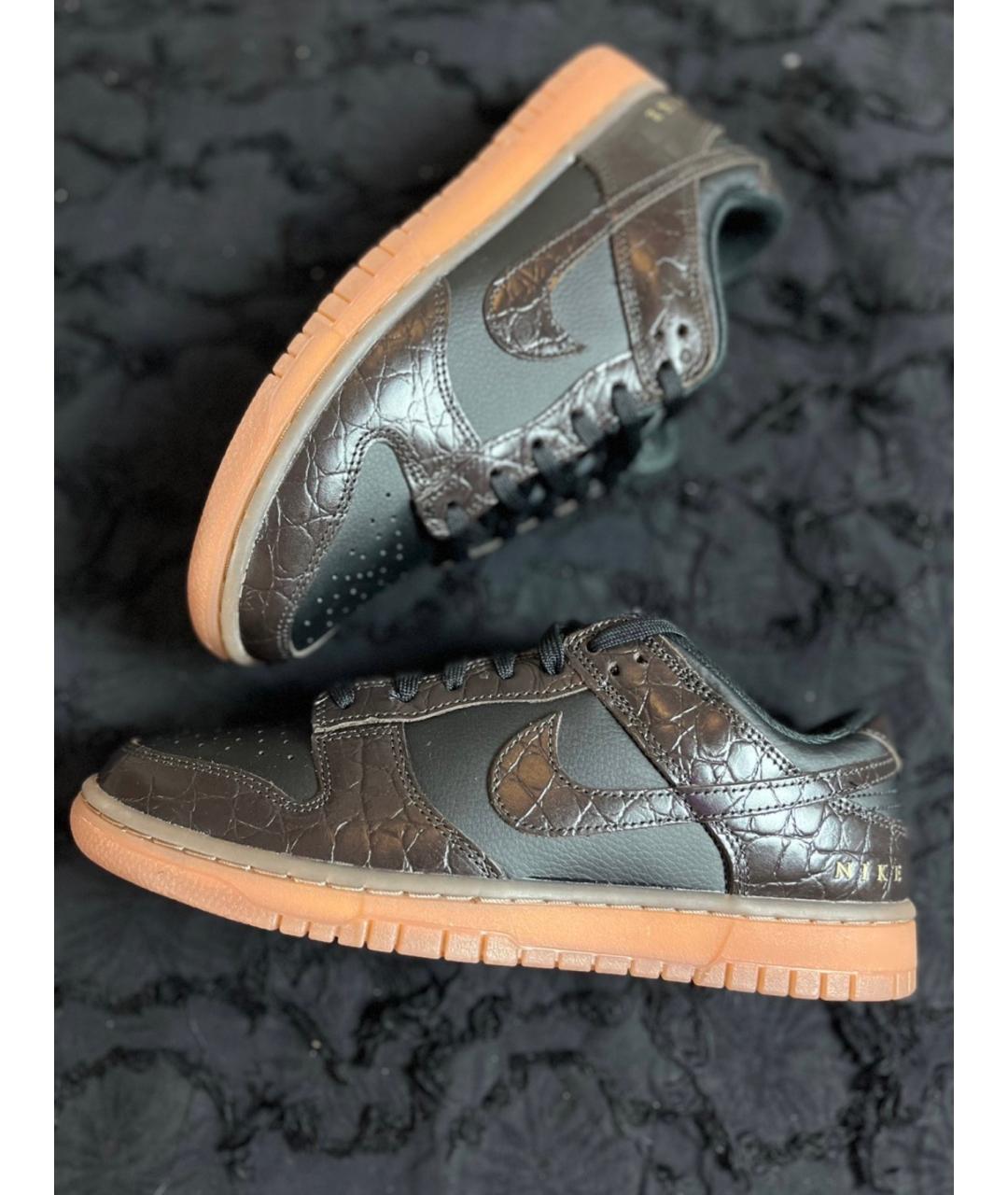 NIKE Коричневые низкие кроссовки / кеды из лакированной кожи, фото 5