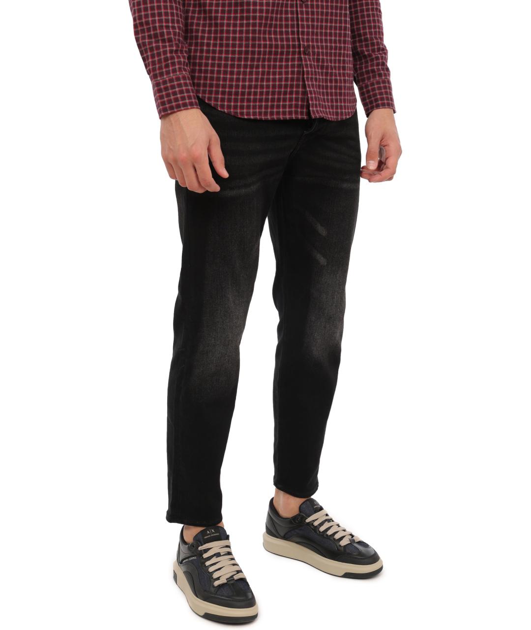 ARMANI EXCHANGE Черные хлопковые прямые джинсы, фото 3