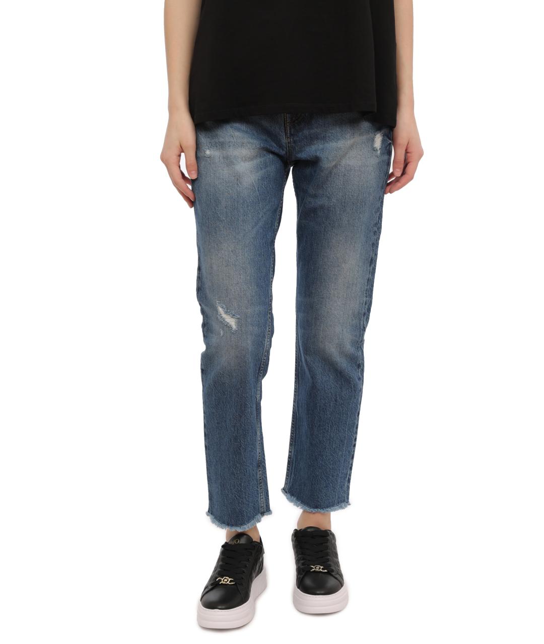 LIU JO Синие хлопковые прямые джинсы, фото 2