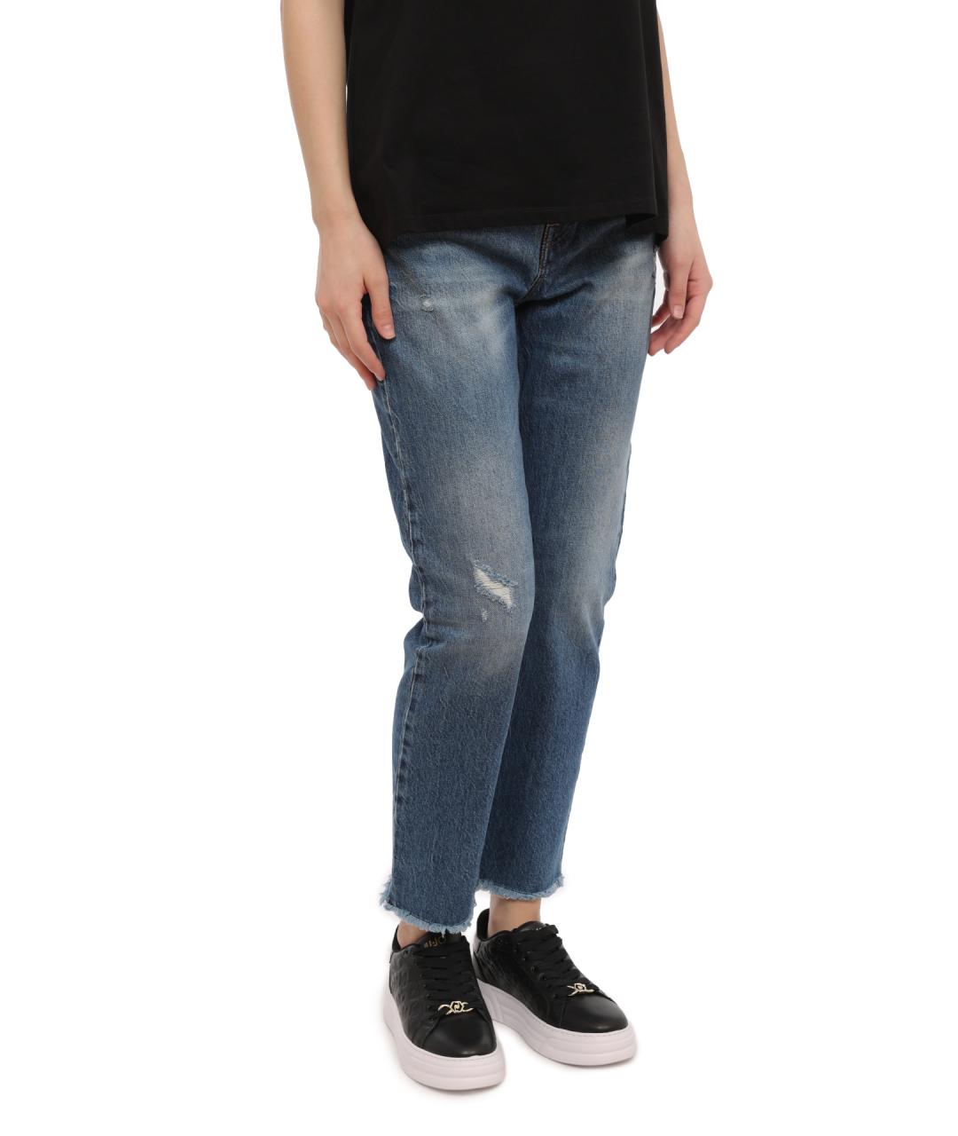 LIU JO Синие хлопковые прямые джинсы, фото 3