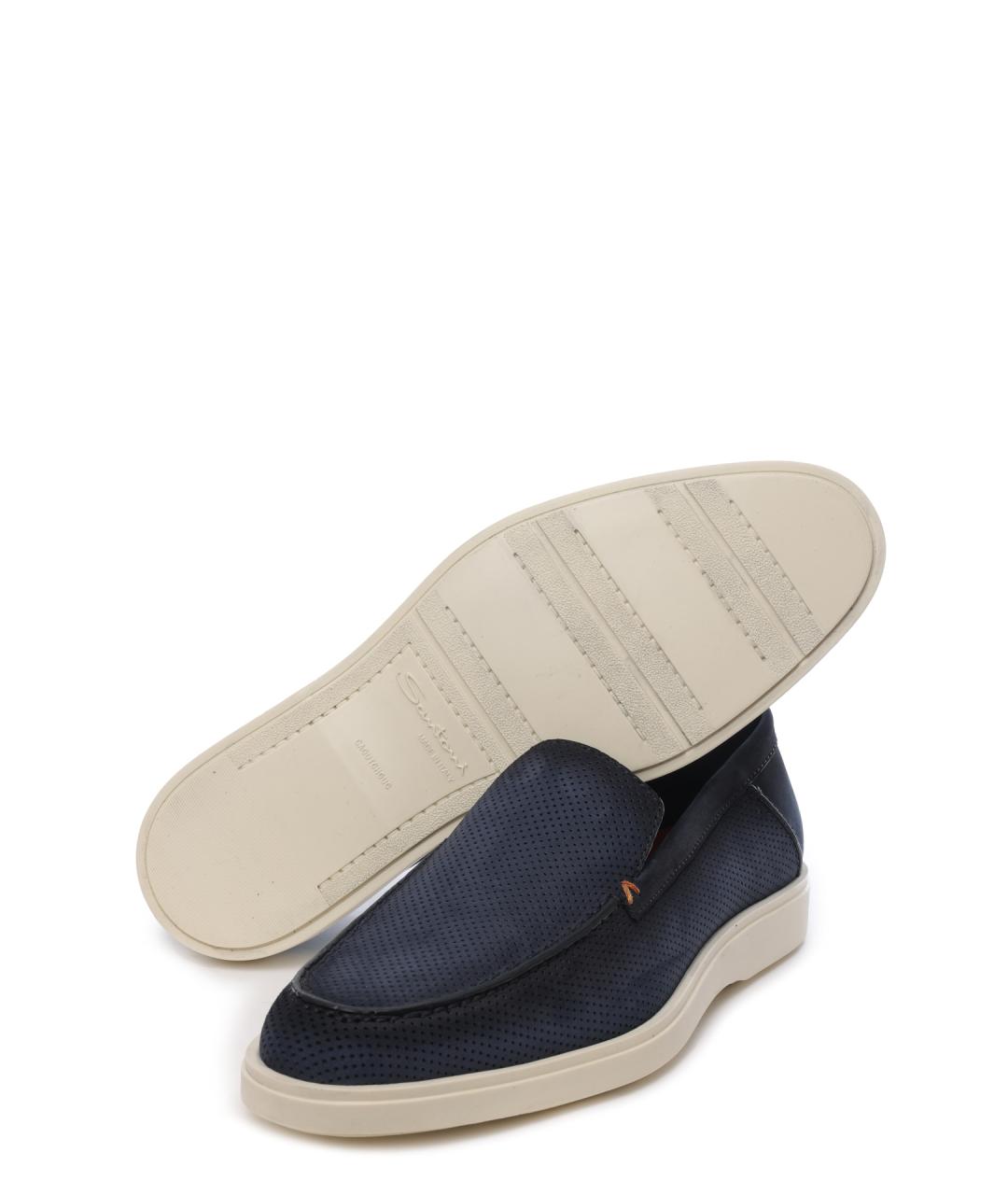 SANTONI Синие замшевые лоферы, фото 4