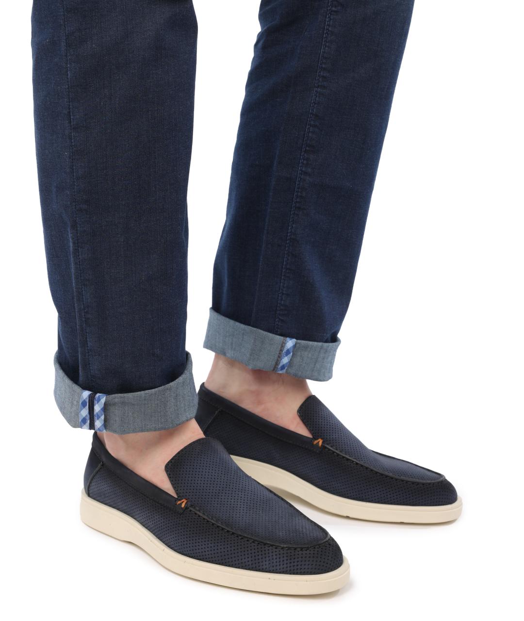 SANTONI Синие замшевые лоферы, фото 7