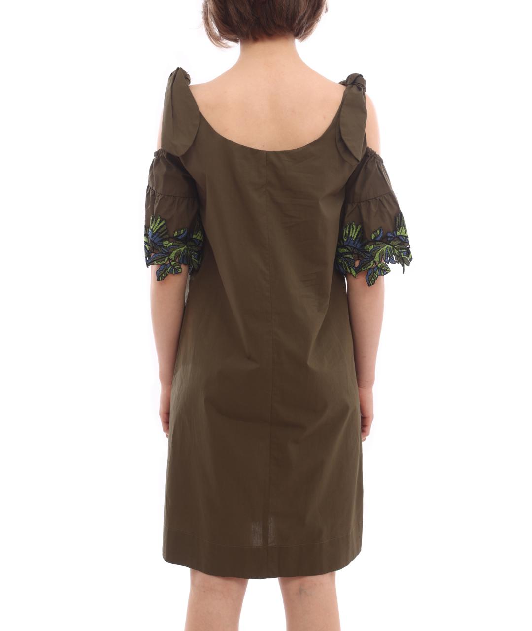 PINKO Хаки хлопковое повседневное платье, фото 5