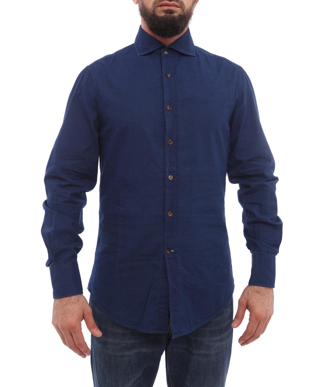 BRUNELLO CUCINELLI Синяя хлопковая кэжуал рубашка, фото 1