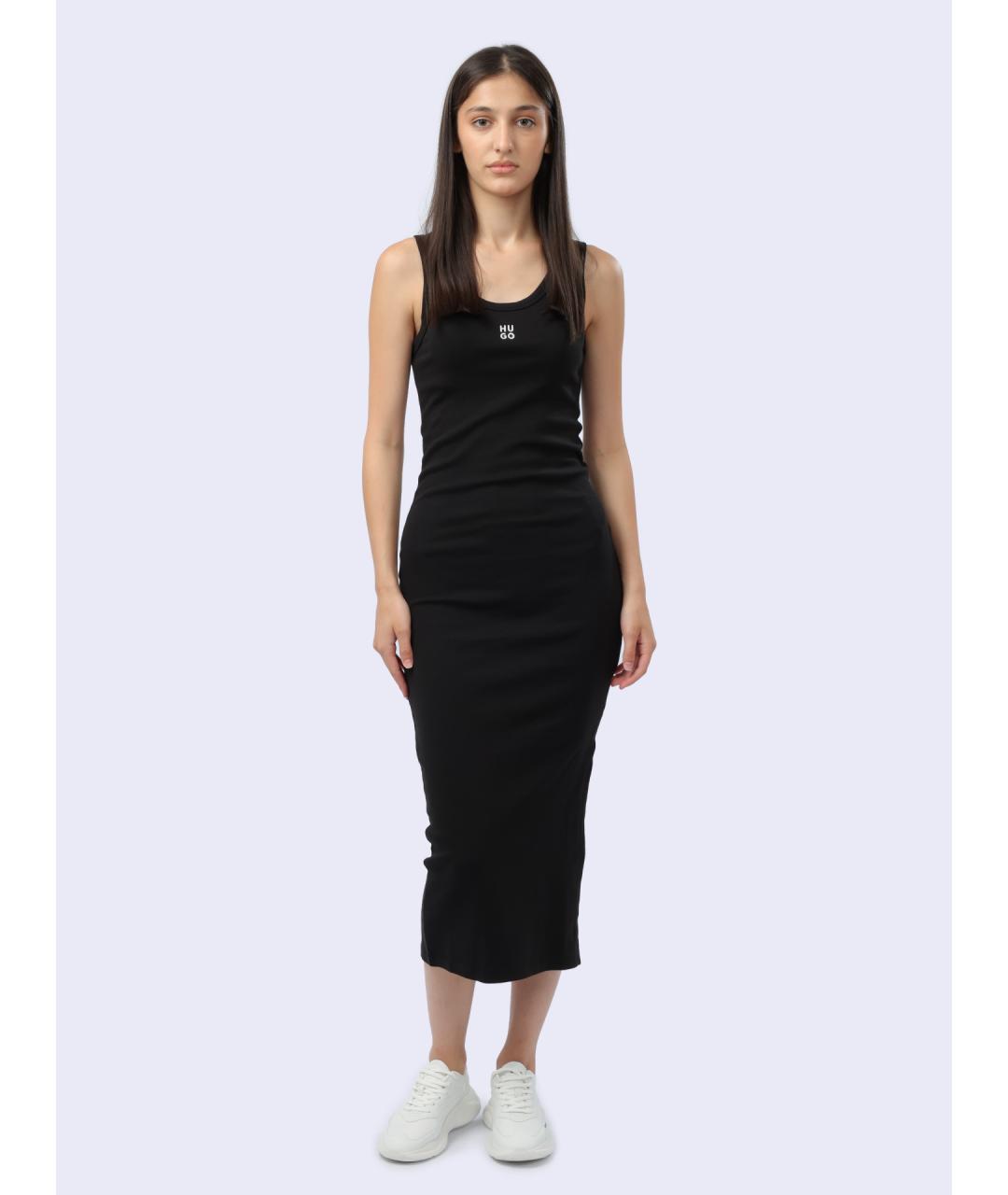 HUGO Черное хлопковое повседневное платье, фото 7