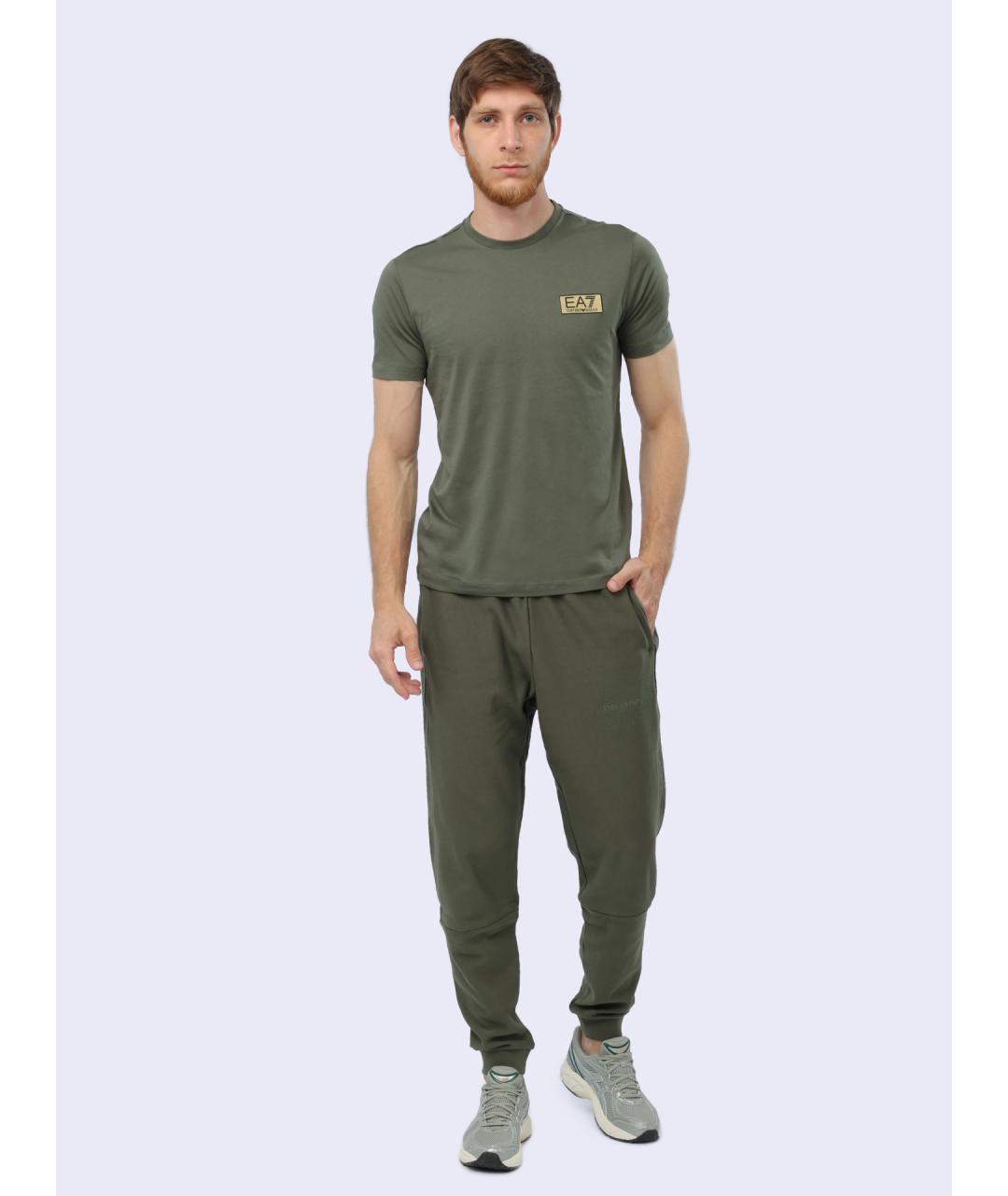 EA7 Хаки хлопковая футболка, фото 2